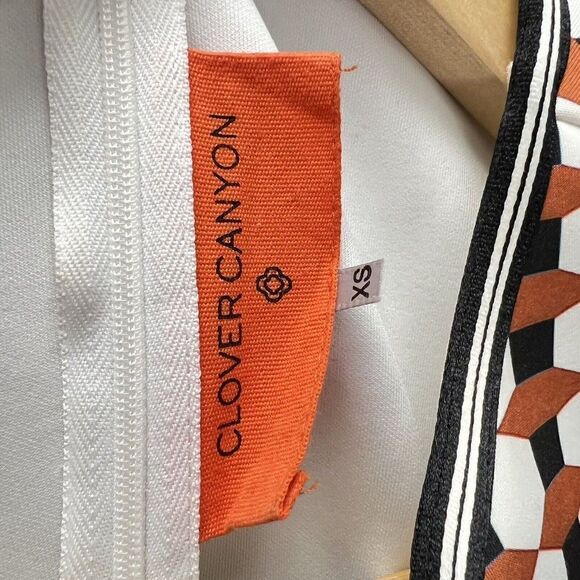 Clover Canyon Neoprene Sheath Dress Earth Tones Bold Print Graphic Sleeveless XS - Picture 9 of 11